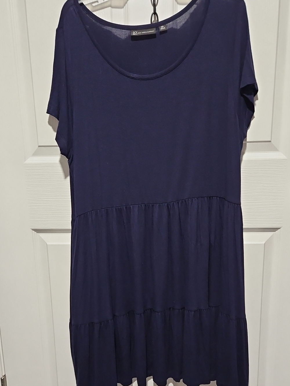 New York & Company Navy Blue Tiered Midi Dress